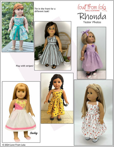 Love From Lola 18 Inch Modern Rhonda 18" Doll Clothes Pattern Pixie Faire