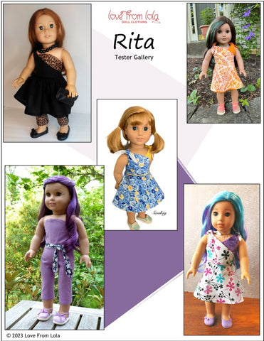 Love From Lola 18 Inch Modern Rita Dress and Jumpsuit 18" Doll Clothes Pattern Pixie Faire