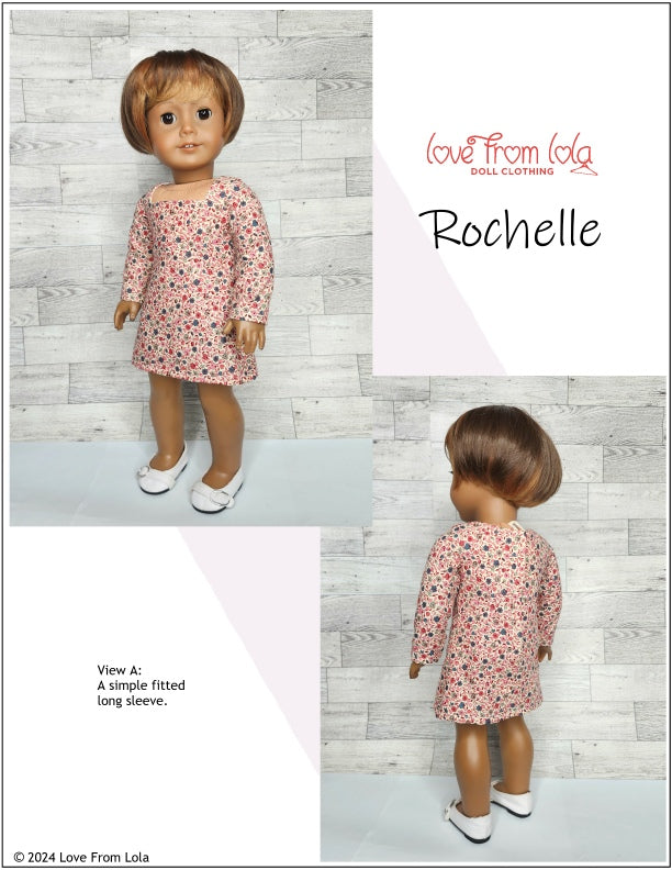 Love From Lola 18 Inch Modern Rochelle 18" Doll Clothes Pattern Pixie Faire