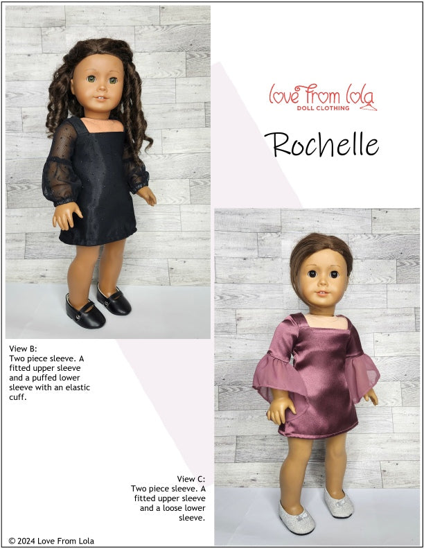 Love From Lola 18 Inch Modern Rochelle 18" Doll Clothes Pattern Pixie Faire