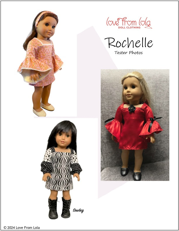 Love From Lola 18 Inch Modern Rochelle 18" Doll Clothes Pattern Pixie Faire