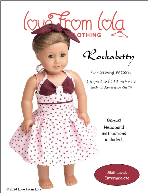 Love From Lola 18 Inch Modern Rockabetty 18" Doll Clothes Pattern Pixie Faire
