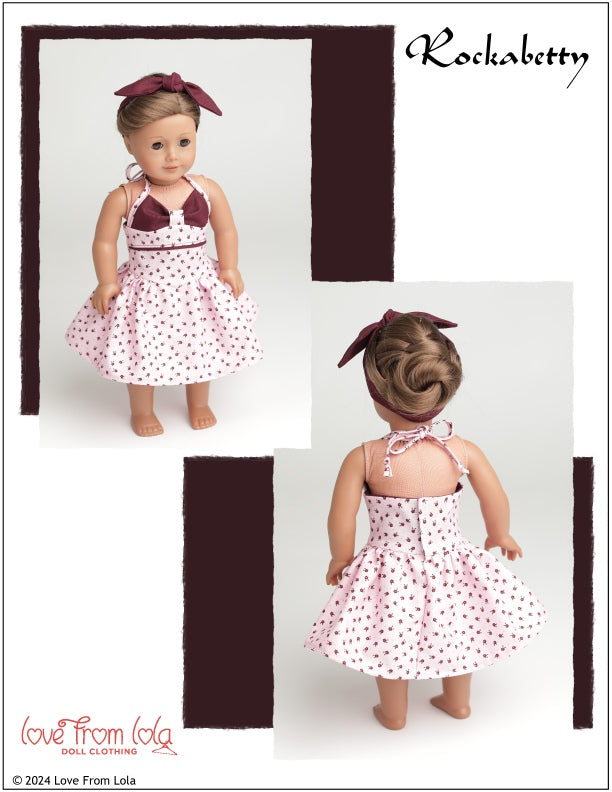 Love From Lola 18 Inch Modern Rockabetty 18" Doll Clothes Pattern Pixie Faire