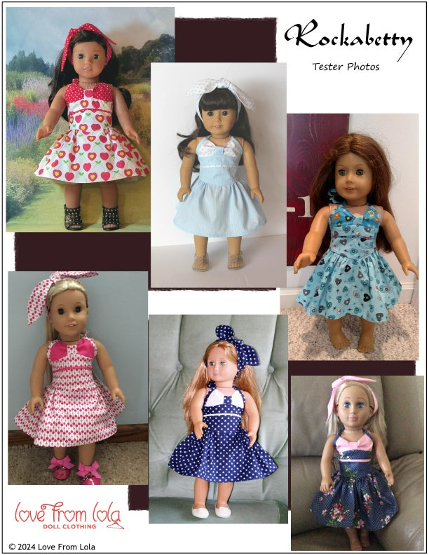 Love From Lola 18 Inch Modern Rockabetty 18" Doll Clothes Pattern Pixie Faire