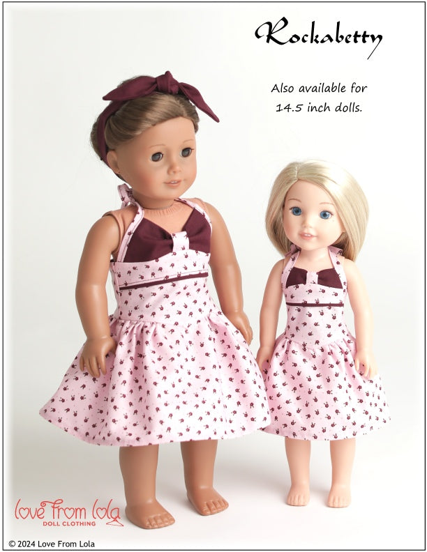 Love From Lola 18 Inch Modern Rockabetty 18" Doll Clothes Pattern Pixie Faire