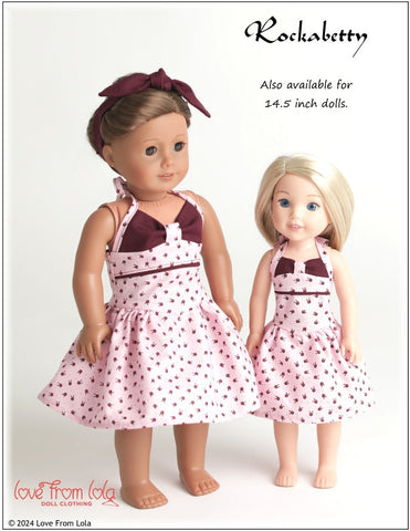 Love From Lola 18 Inch Modern Rockabetty 18" Doll Clothes Pattern Pixie Faire