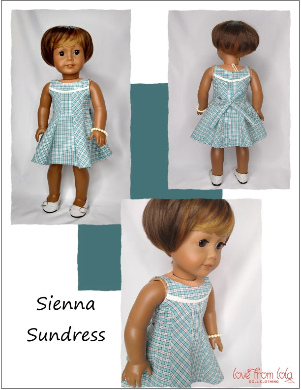 Love From Lola 18 Inch Modern Sienna Sundress 18" Doll Clothes Pattern Pixie Faire