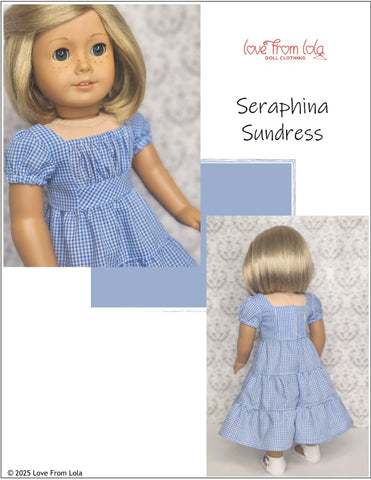 Love From Lola 18 Inch Modern Seraphina Sundress 18" Doll Clothes Pattern Pixie Faire