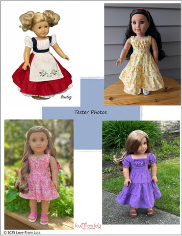 Love From Lola 18 Inch Modern Seraphina Sundress 18" Doll Clothes Pattern Pixie Faire
