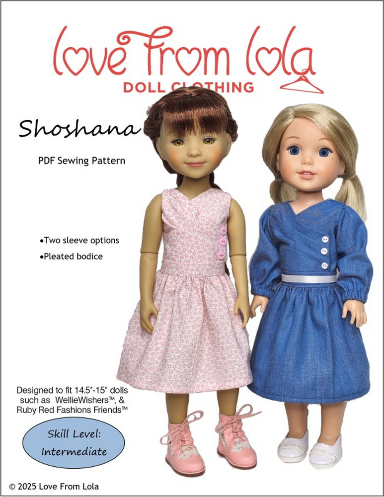 Love From Lola Ruby Red Fashion Friends Shoshana 14.5-15" Doll Clothes Pattern Pixie Faire