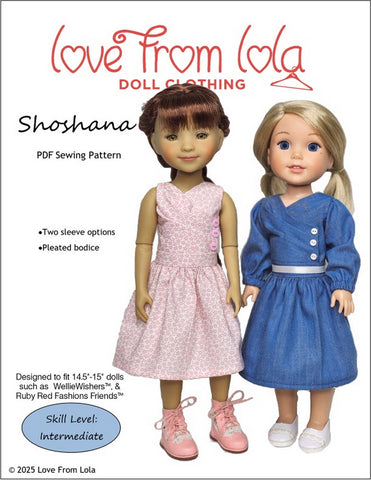 Love From Lola Ruby Red Fashion Friends Shoshana 14.5-15" Doll Clothes Pattern Pixie Faire