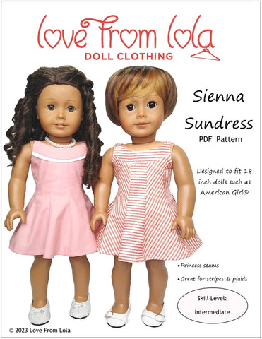 Love From Lola 18 Inch Modern Sienna Sundress 18" Doll Clothes Pattern Pixie Faire