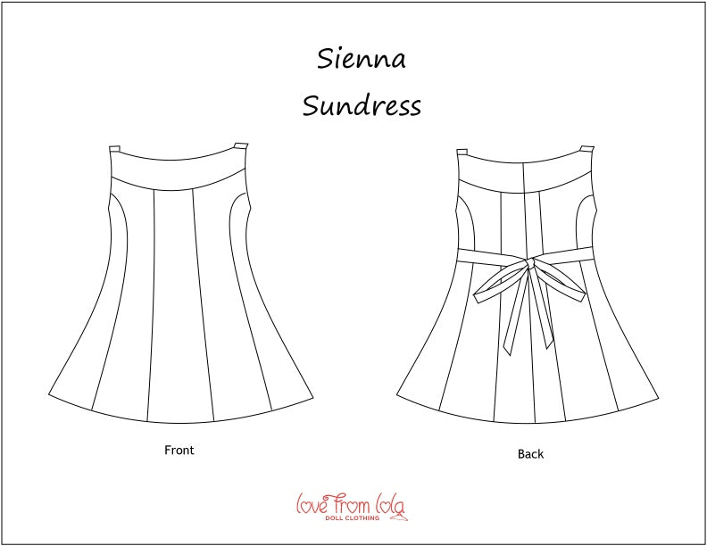 Love From Lola 18 Inch Modern Sienna Sundress 18" Doll Clothes Pattern Pixie Faire