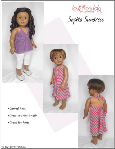 Love From Lola 18 Inch Modern Sophia Sundress 18" Doll Clothes Pattern Pixie Faire