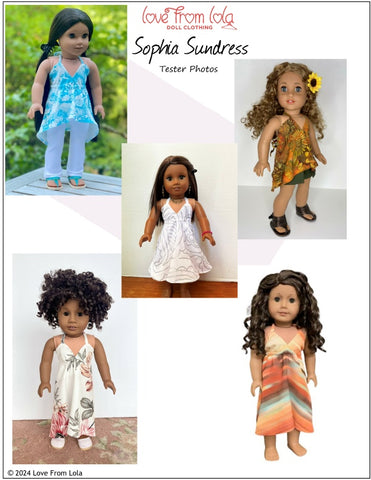 Love From Lola 18 Inch Modern Sophia Sundress 18" Doll Clothes Pattern Pixie Faire