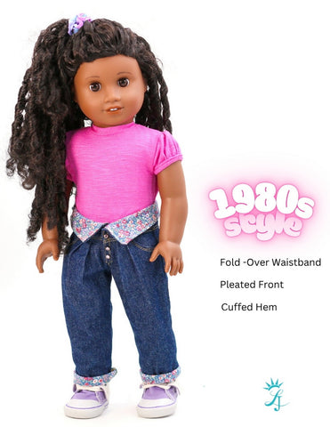 Liberty Jane 18 Inch Historical 80s Style Pleated High Waisted Jeans Bundle 18" Doll Clothes Pattern Pixie Faire