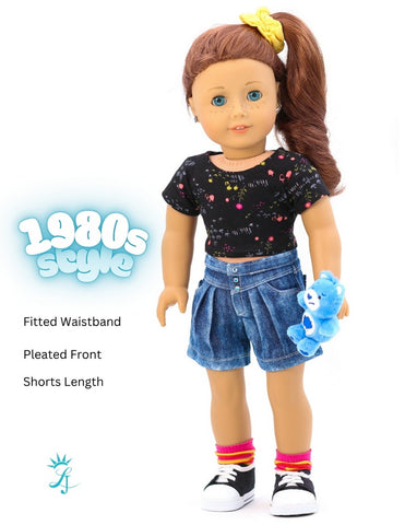 Liberty Jane 18 Inch Historical 80s Style Pleated High Waisted Jeans Bundle 18" Doll Clothes Pattern Pixie Faire