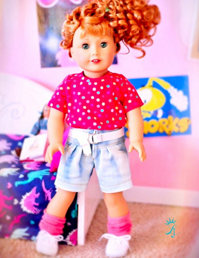 Liberty Jane 18 Inch Historical 80s Style Pleated High Waisted Jeans Bundle 18" Doll Clothes Pattern Pixie Faire