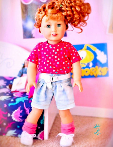 Liberty Jane 18 Inch Historical 80s Style Pleated High Waisted Jeans Bundle 18" Doll Clothes Pattern Pixie Faire