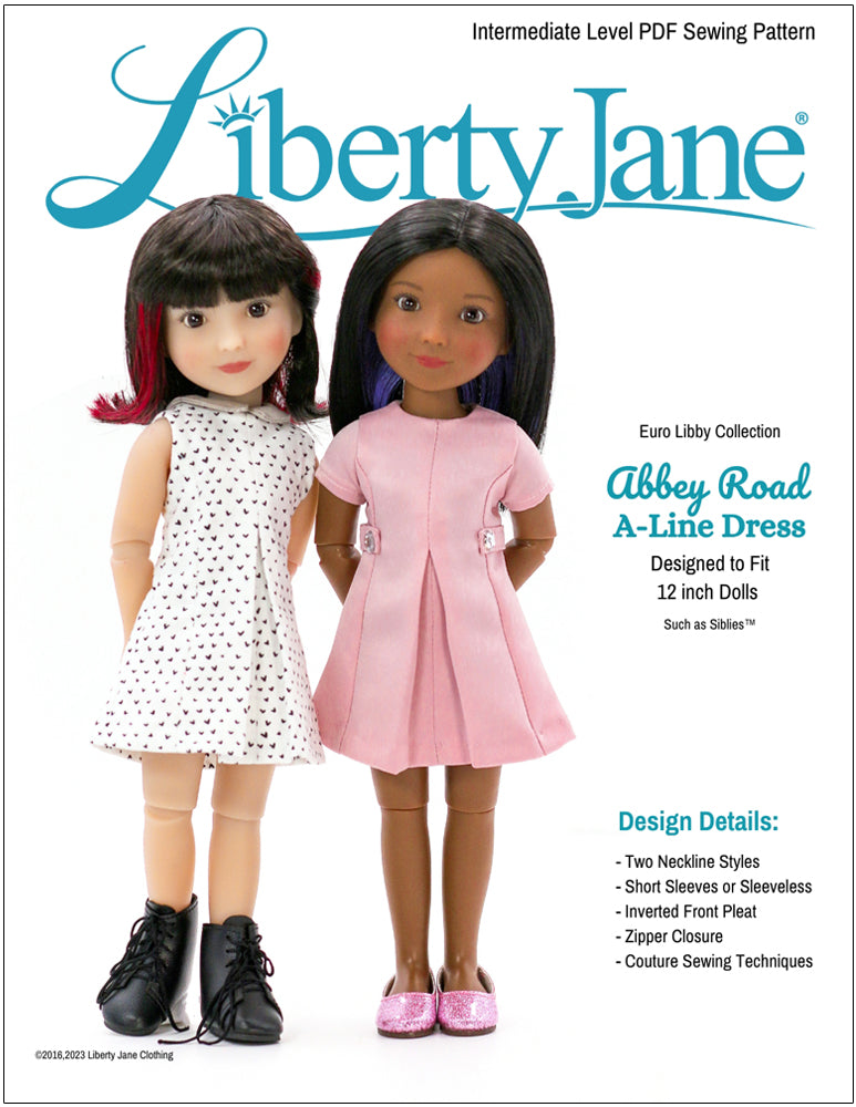 Liberty Jane Siblies Abbey Road A-Line Dress Pattern for 12" Siblies Dolls Pixie Faire