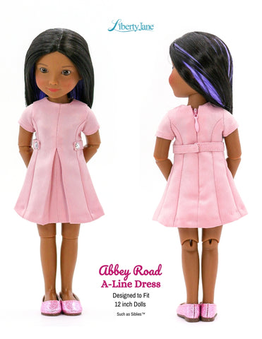 Liberty Jane Siblies Abbey Road A-Line Dress Pattern for 12" Siblies Dolls Pixie Faire