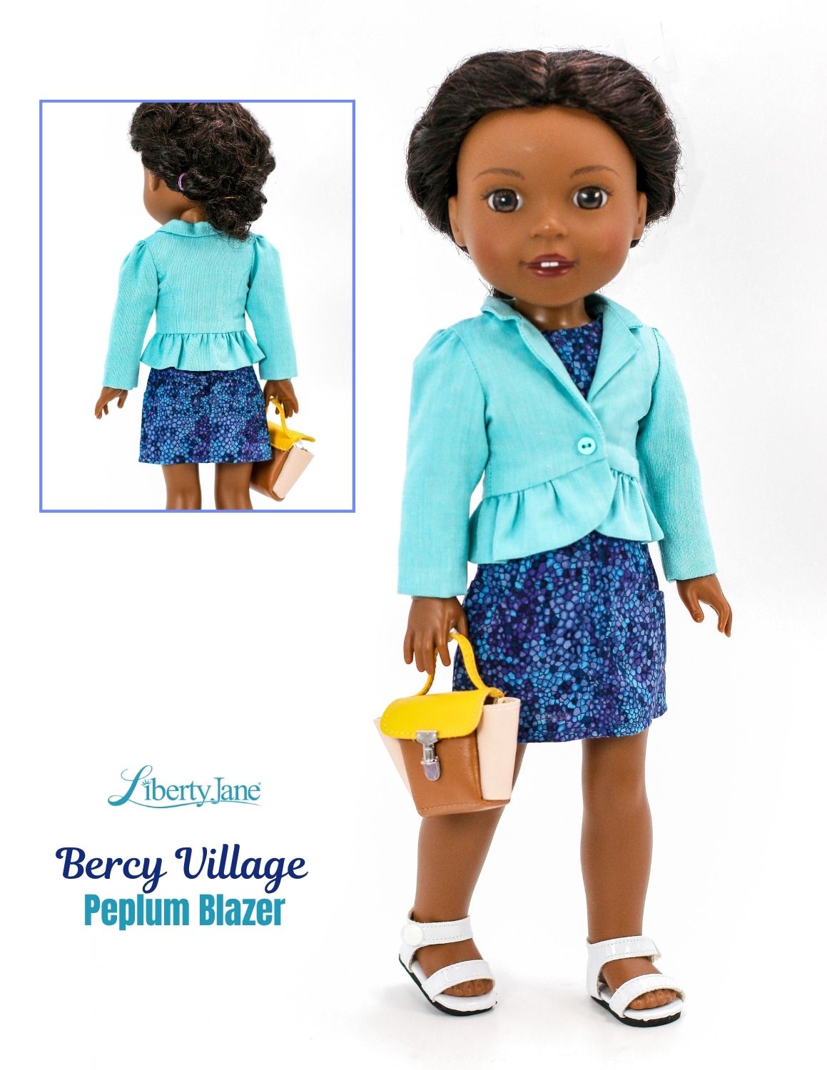 Liberty Jane Ruby Red Fashion Friends Bercy Village Peplum Blazer 14.5-15" Doll Clothes Pattern Pixie Faire