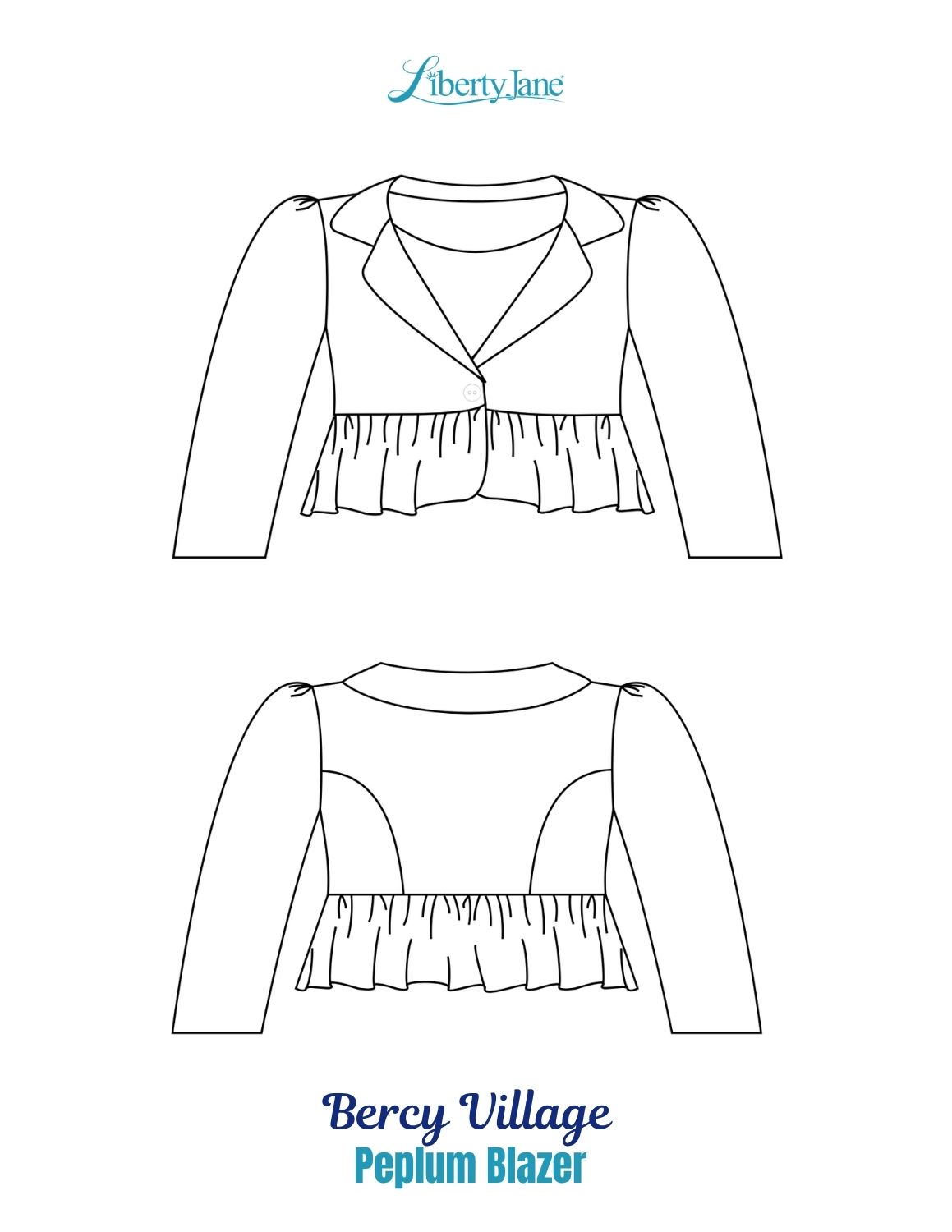 Liberty Jane Ruby Red Fashion Friends Bercy Village Peplum Blazer 14.5-15" Doll Clothes Pattern Pixie Faire