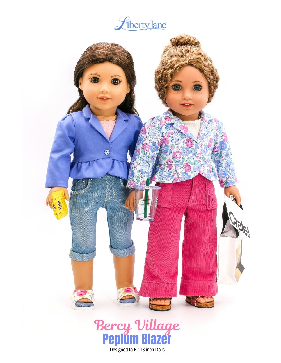 Liberty Jane 18 Inch Modern Bercy Village Peplum Blazer 18" Doll Clothes Pattern Pixie Faire