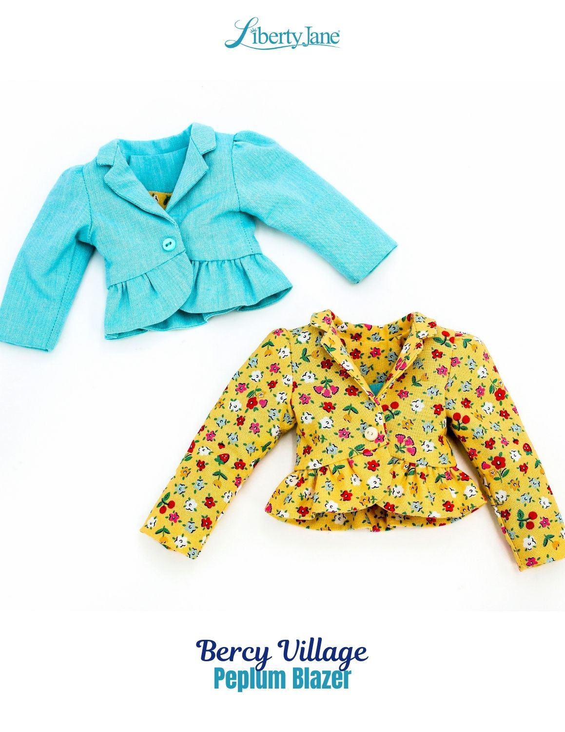 Liberty Jane Ruby Red Fashion Friends Bercy Village Peplum Blazer 14.5-15" Doll Clothes Pattern Pixie Faire