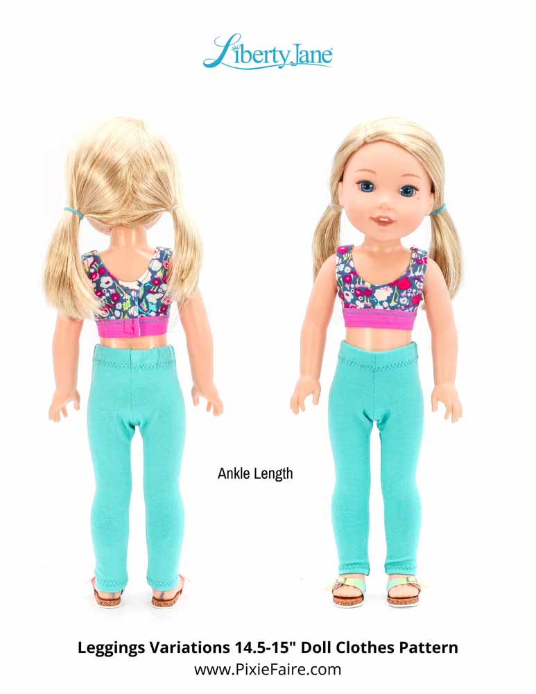 Liberty Jane Ruby Red Fashion Friends Leggings Variations 14.5-15 Inch Doll Clothes Pattern Pixie Faire