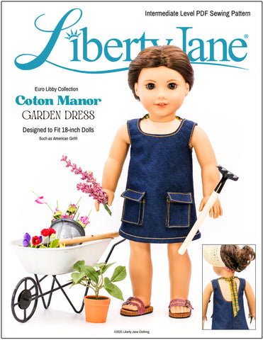 Liberty Jane 18 Inch Modern Coton Manor Garden Dress 18" Doll Clothes Pattern Pixie Faire