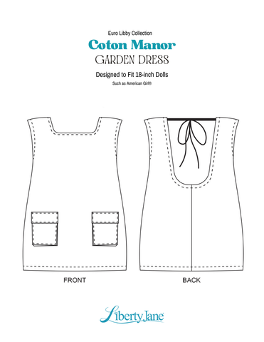 Liberty Jane 18 Inch Modern Coton Manor Garden Dress 18" Doll Clothes Pattern Pixie Faire