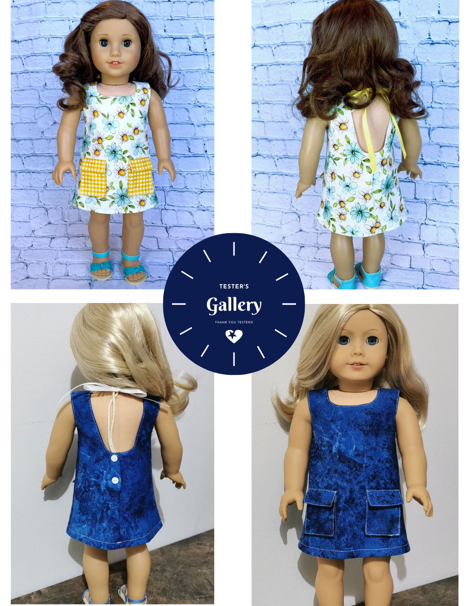 Liberty Jane 18 Inch Modern Coton Manor Garden Dress 18" Doll Clothes Pattern Pixie Faire