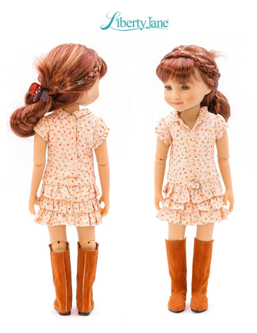 Liberty Jane Ruby Red Fashion Friends Faraway Downs Dress 14.5-15" Doll Clothes Pattern Pixie Faire
