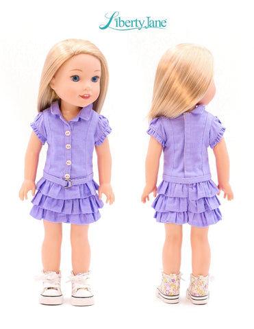 Liberty Jane Ruby Red Fashion Friends Faraway Downs Dress 14.5-15" Doll Clothes Pattern Pixie Faire