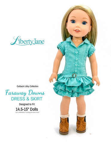 Liberty Jane Ruby Red Fashion Friends Faraway Downs Dress 14.5-15" Doll Clothes Pattern Pixie Faire