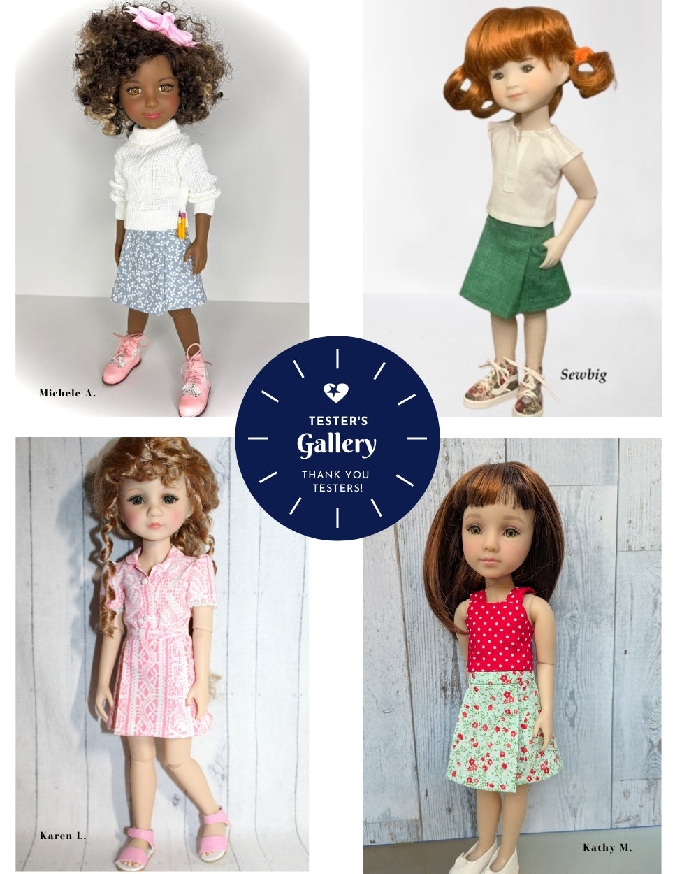 Liberty Jane Ruby Red Fashion Friends Harper Skirt 14.5-15" Doll Clothes Pattern Pixie Faire