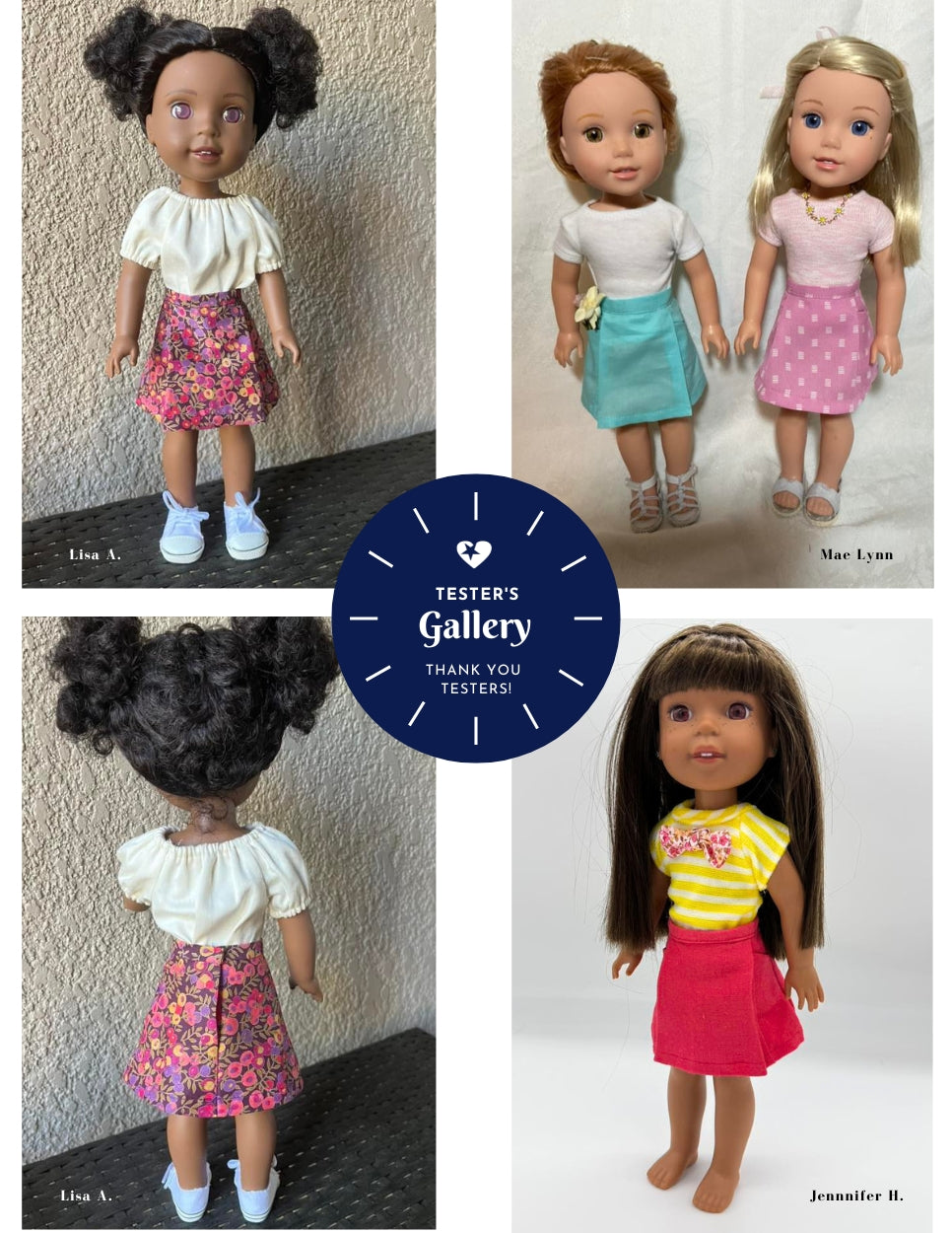 Liberty Jane Ruby Red Fashion Friends Harper Skirt 14.5-15" Doll Clothes Pattern Pixie Faire