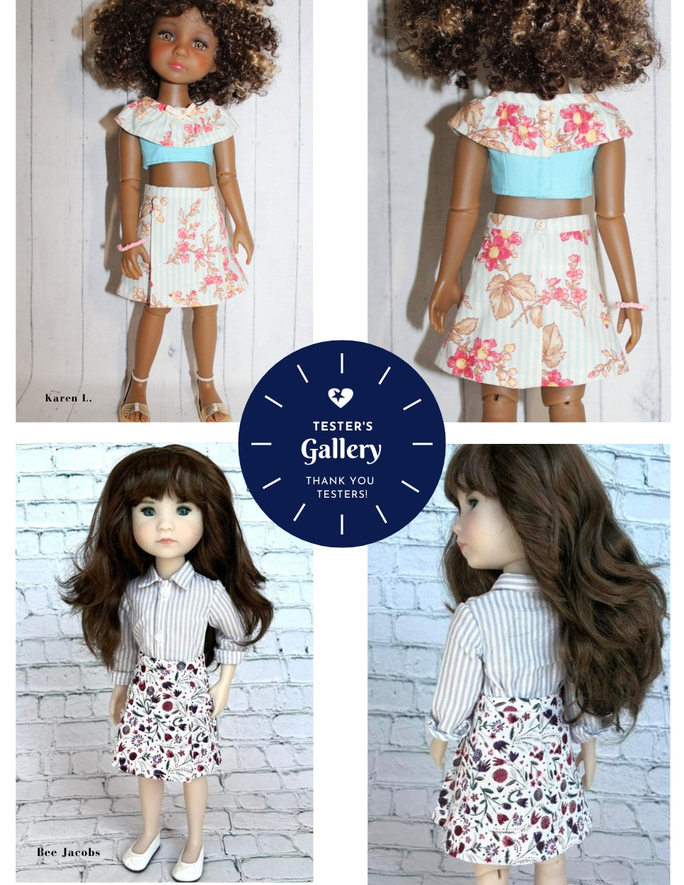 Liberty Jane Ruby Red Fashion Friends Harper Skirt 14.5-15" Doll Clothes Pattern Pixie Faire