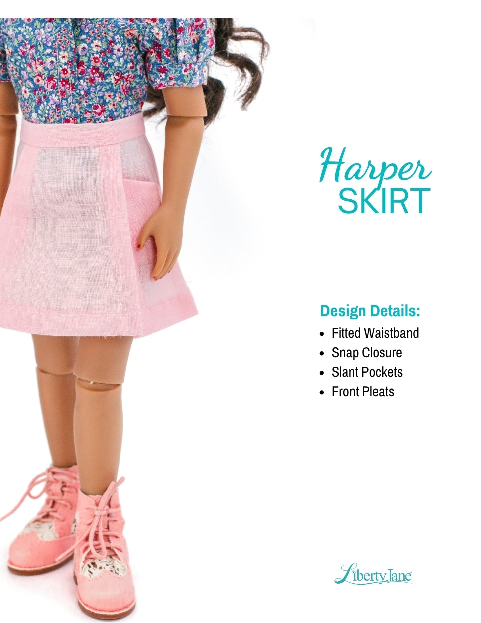 Liberty Jane Ruby Red Fashion Friends Harper Skirt 14.5-15" Doll Clothes Pattern Pixie Faire