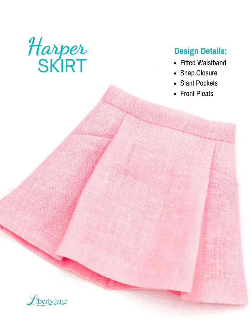 Liberty Jane Ruby Red Fashion Friends Harper Skirt 14.5-15" Doll Clothes Pattern Pixie Faire