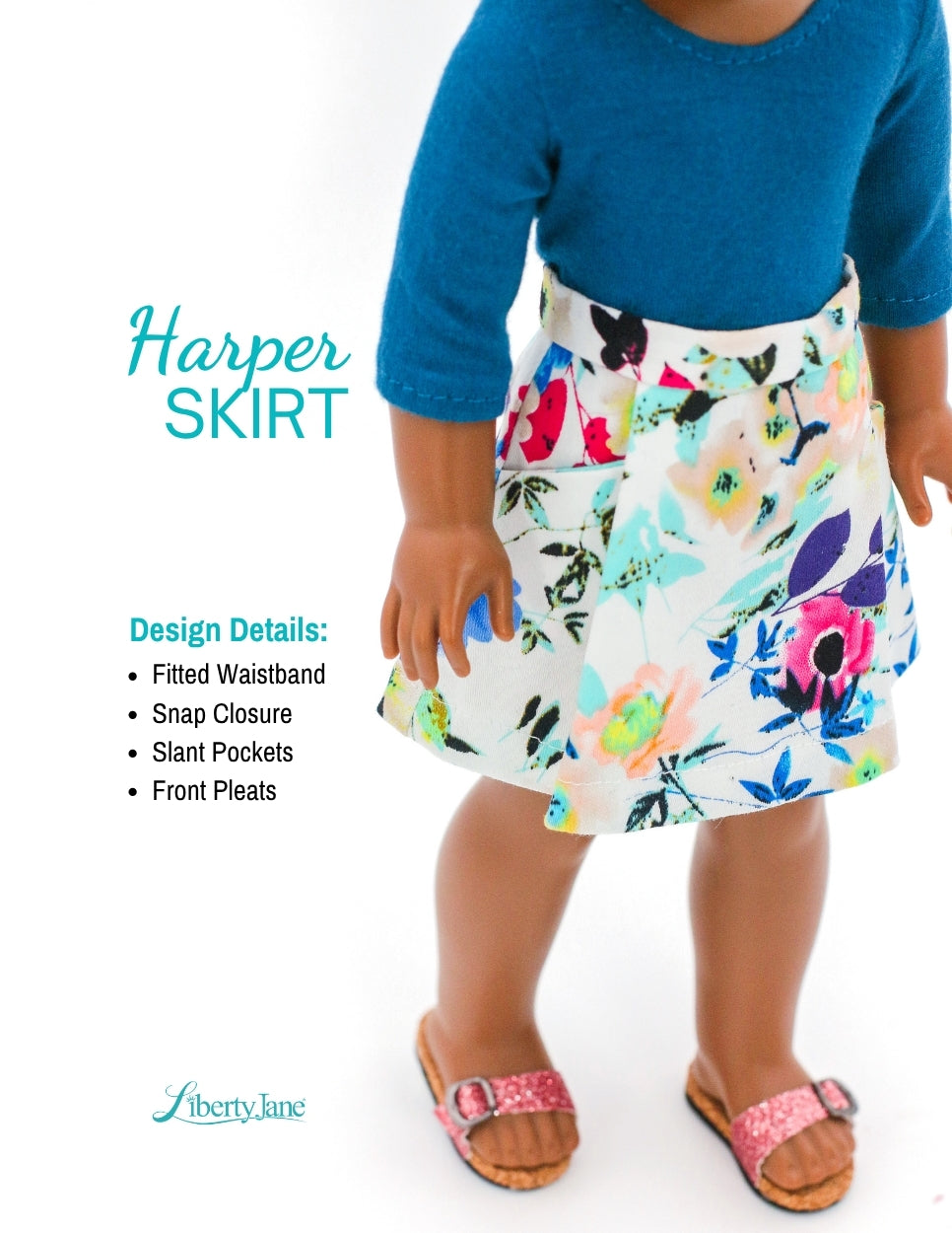 Liberty Jane Ruby Red Fashion Friends Harper Skirt 14.5-15" Doll Clothes Pattern Pixie Faire