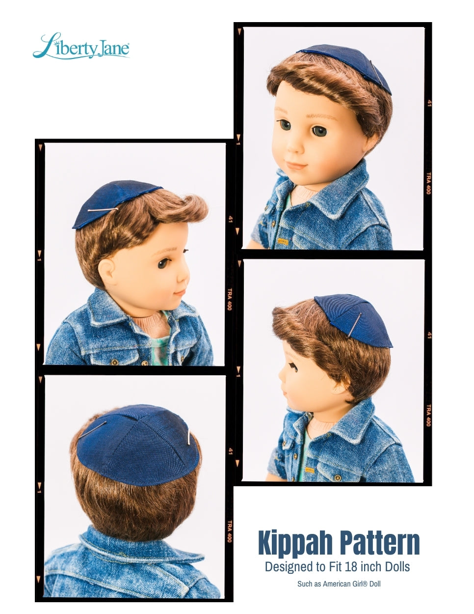 Liberty Jane 18 Inch Boy Doll Kippah 18” Doll Clothes Pattern Pixie Faire