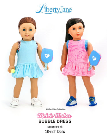 Liberty Jane 18 Inch Modern Match Maker Bubble Dress 18" Doll Clothes Pattern Pixie Faire