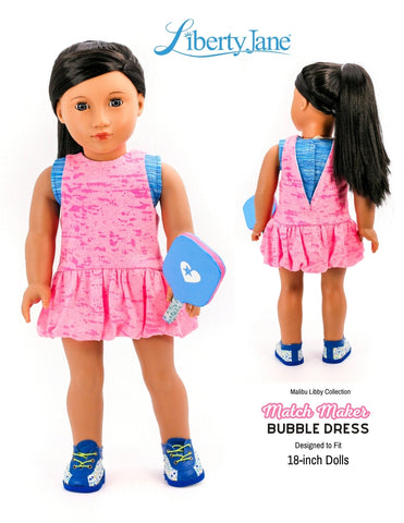 Liberty Jane 18 Inch Modern Match Maker Bubble Dress 18" Doll Clothes Pattern Pixie Faire