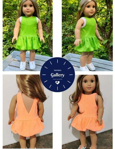 Liberty Jane 18 Inch Modern Match Maker Bubble Dress 18" Doll Clothes Pattern Pixie Faire