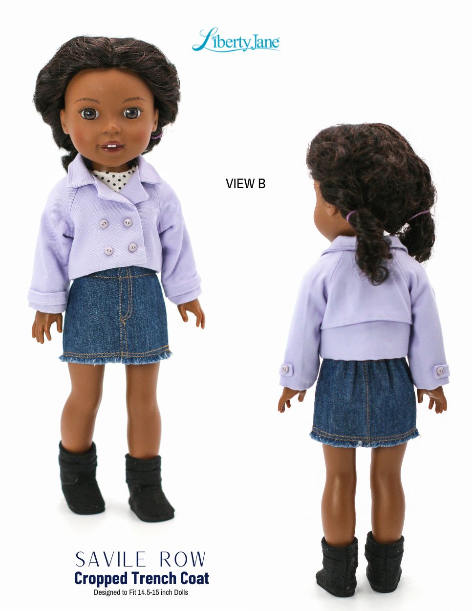 Liberty Jane Ruby Red Fashion Friends Savile Row Cropped Trench Coat 14.5-15" Doll Clothes Pattern Pixie Faire