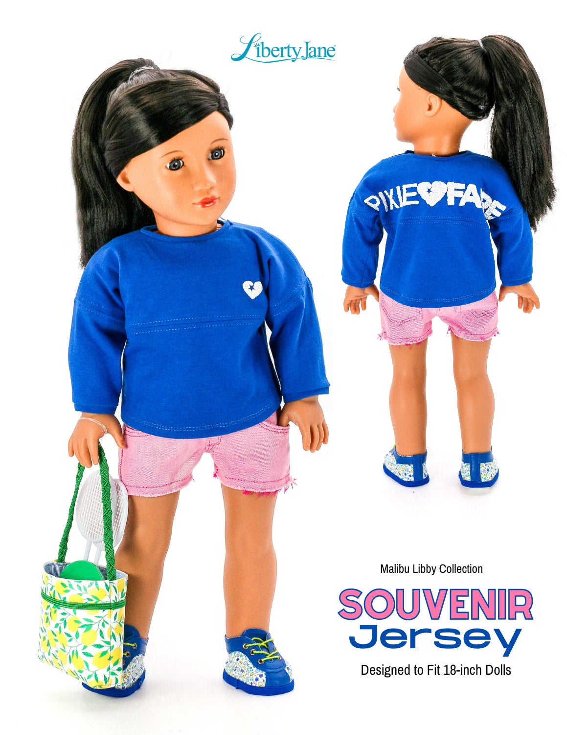Liberty Jane 18 Inch Modern Souvenir Jersey 18" Doll Clothes Pattern Pixie Faire