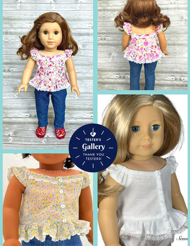 Liberty Jane 18 Inch Modern Topanga Ruffled Top 18" Doll Clothes Pattern Pixie Faire