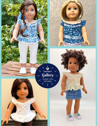 Liberty Jane 18 Inch Modern Topanga Ruffled Top 18" Doll Clothes Pattern Pixie Faire